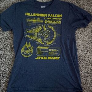 Star Wars Navy Tee with Yellow Millennium Falcon Design